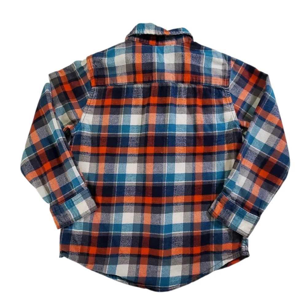 K1403 * Gymboree Boys Mountain Trail Plaid Flannel Button Down Shirt Size S 5/6